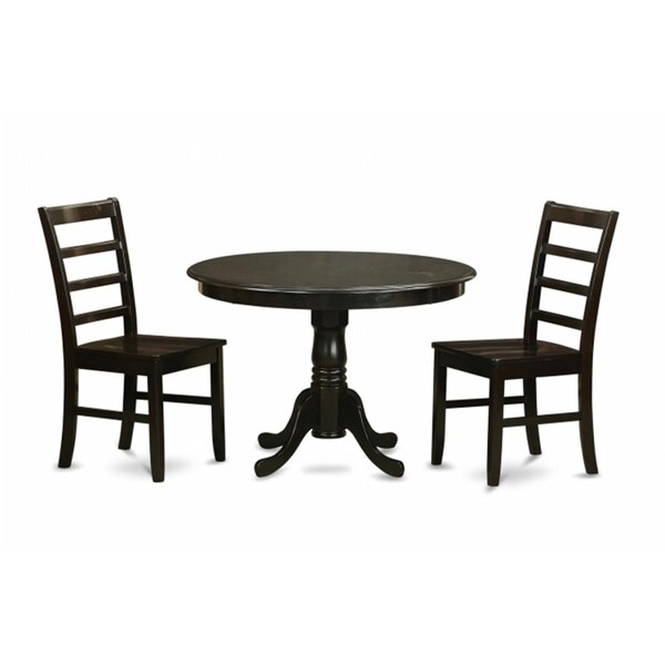 East West Furniture 3 Piece Small Kitchen Table and Chairsset-Kitchen Table and 2 Dinette Chairs - HLPF3-CAP-W