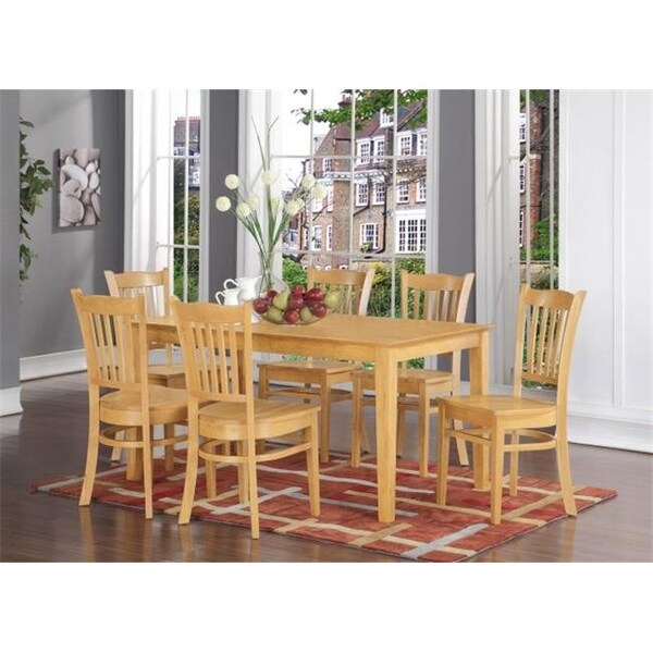 East West Furniture East West Furniture CAGR6-OAK-W 6 Piece Kitchen Table With Bench Set- Dining Table and 4 Kitchen Chairs and Bench - CAGR6-OAK-W