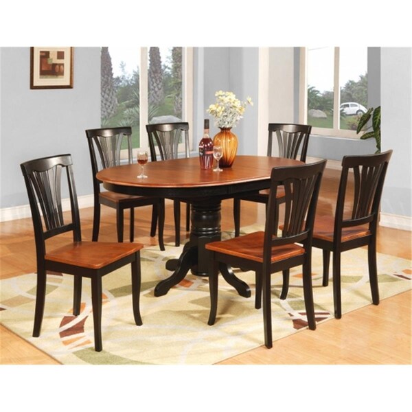 Latestluxury AV7-BLK-W 7PC Avon Dining Table and 6 Wood Seat Chairs in Black and Cherry Finish - LA143148
