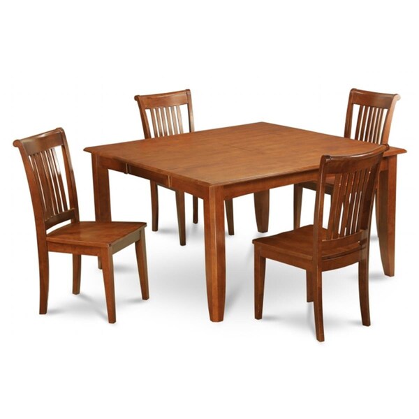 East West Furniture 9 Piece Dining Room Set For 8-Kitchen Table With Leaf and 8 Dinette Chairs - PFPO9-SBR-W
