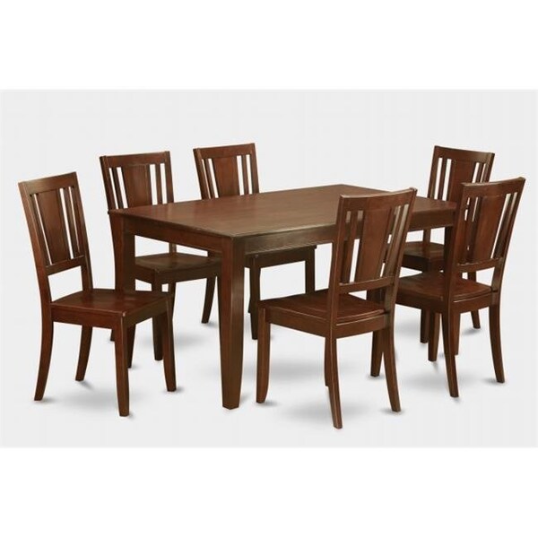 East West Furniture East West Furniture DUDL7-MAH-W 7 Piece Dudley 36 in. x60 in. Table and 6 Wood Seat Chairs - DUDL7-MAH-W