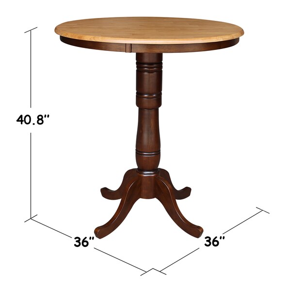 International Concepts Round 36 in Round Top Pedestal Table, 40.9 inH, Cinnamon/Espresso, 36 in W, 36 in L, 40.9 in H - K58-36RT-6B-2