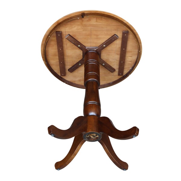 International Concepts Round 36 in Round Top Pedestal Table, 40.9 inH, Cinnamon/Espresso, 36 in W, 36 in L, 40.9 in H - K58-36RT-6B-2