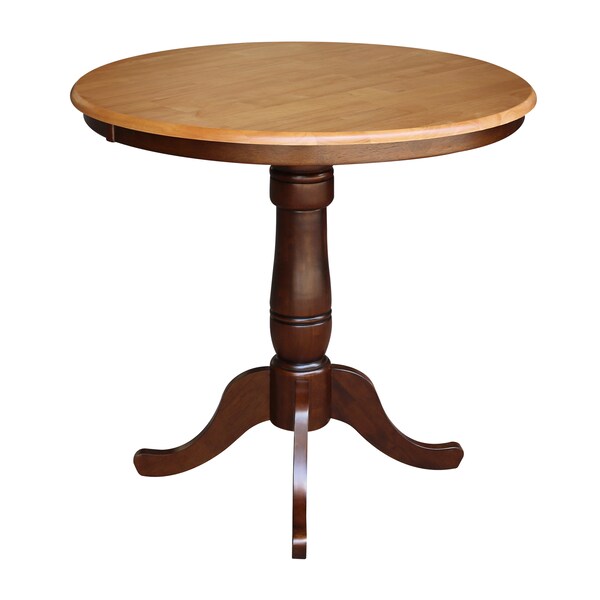 International Concepts Round 36 in Round Top Pedestal Table, 40.9 inH, Cinnamon/Espresso, 36 in W, 36 in L, 40.9 in H - K58-36RT-6B-2