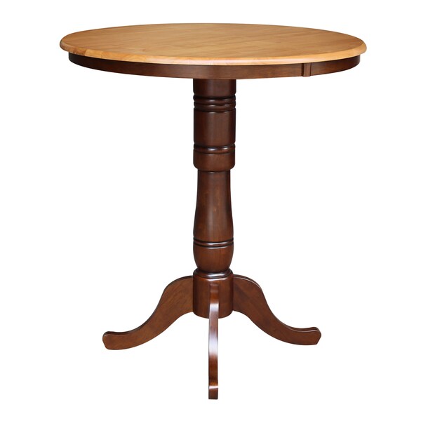 International Concepts Round 36 in Round Top Pedestal Table, 40.9 inH, Cinnamon/Espresso, 36 in W, 36 in L, 40.9 in H - K58-36RT-6B-2
