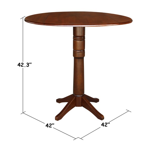 International Concepts Round 42 in Round Dual Drop Leaf Pedestal Table, 42.3 inH, Espresso, 42 in W, 42 in L, 42.3 in H - K581-42DPT-27B-6B-2