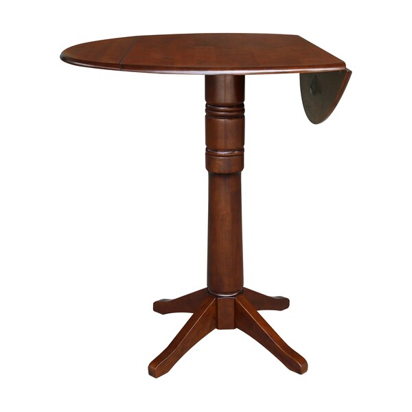International Concepts Round 42 in Round Dual Drop Leaf Pedestal Table, 42.3 inH, Espresso, 42 in W, 42 in L, 42.3 in H - K581-42DPT-27B-6B-2