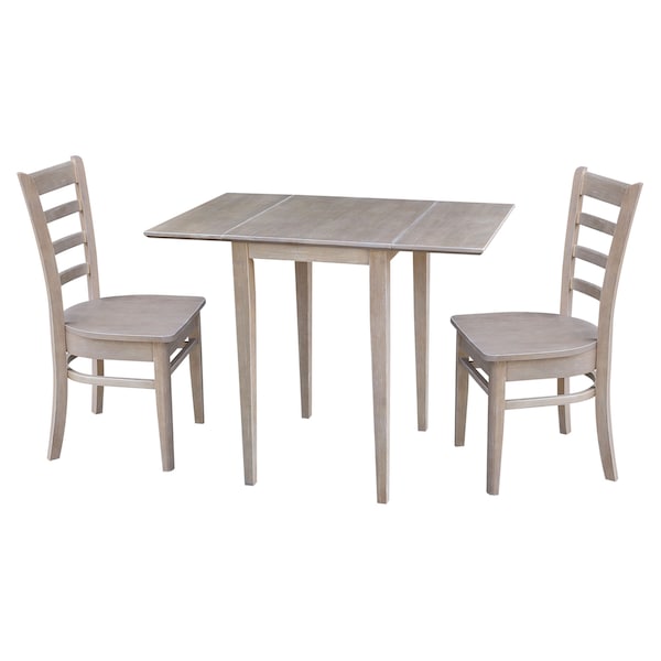International Concepts Rectangle Small Dual Drop Leaf Table, 2 Chairs, Gray Taupe, 20.6 in W, 36 in L, 29 in H, Wood - K09-2236D-C617-2
