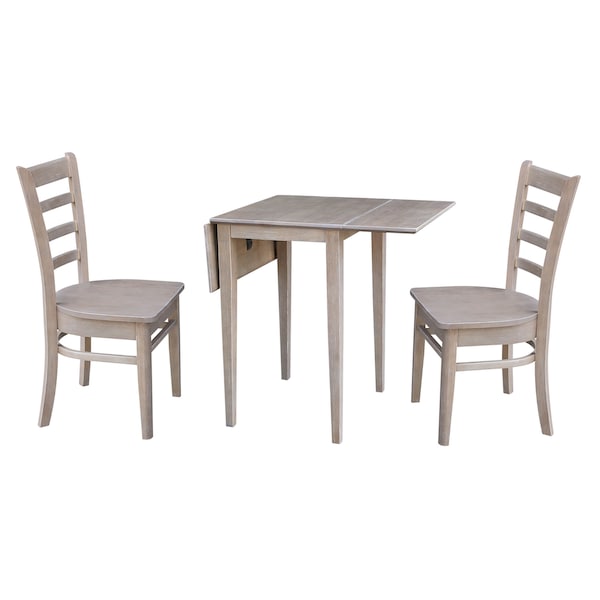 International Concepts Rectangle Small Dual Drop Leaf Table, 2 Chairs, Gray Taupe, 20.6 in W, 36 in L, 29 in H, Wood - K09-2236D-C617-2