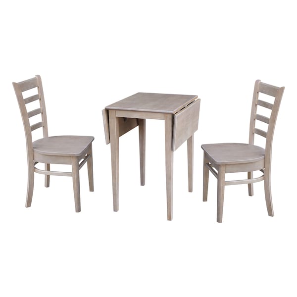 International Concepts Rectangle Small Dual Drop Leaf Table, 2 Chairs, Gray Taupe, 20.6 in W, 36 in L, 29 in H, Wood - K09-2236D-C617-2