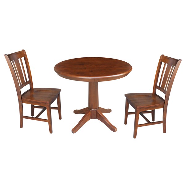 International Concepts Round 36 in Round Top Pedestal Table with 2 Chairs, Espresso, 36 in W, 36 in L, 28.9 in H, Wood - K581-36RT-27B-C10-2