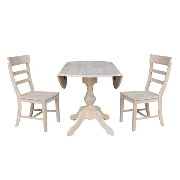 International Concepts Round 42 in Rd Top Pedestal Table, 2 Chairs, Unfinished, Ready to Finish, 42 in W, 42 in L, Wood - K-42DPT-11-C36-2