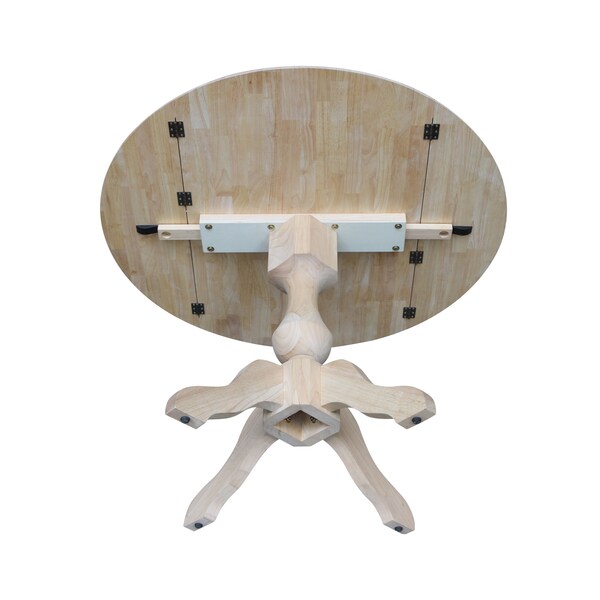International Concepts Round 42 in Rd Dual Drop Leaf Pedestal Table, 36.3 inH, Unfinished, Ready to Finish, 42 in W, 42 in L - K-42DPT-11P