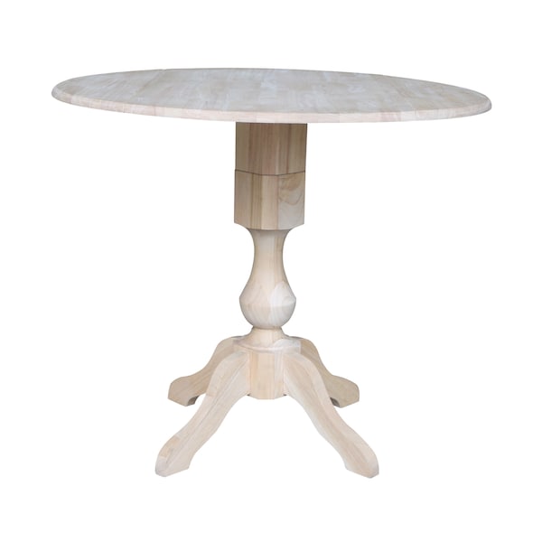 International Concepts Round 42 in Rd Dual Drop Leaf Pedestal Table, 36.3 inH, Unfinished, Ready to Finish, 42 in W, 42 in L - K-42DPT-11P