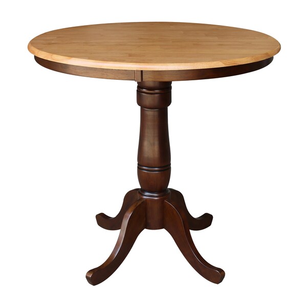 International Concepts Round 36 in Round Top Pedestal Table, 34.9 inH, Cinnamon/Espresso, 36 in W, 36 in L, 35.1 in H - K58-36RT-6B