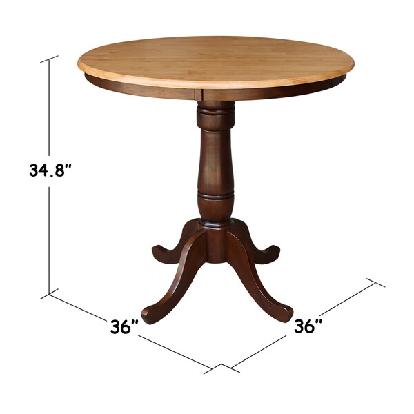 International Concepts Round 36 in Round Top Pedestal Table, 34.9 inH, Cinnamon/Espresso, 36 in W, 36 in L, 35.1 in H - K58-36RT-6B