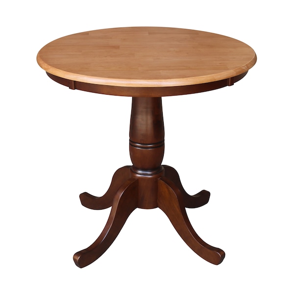 International Concepts Round 30 in Round Top Pedestal Table, 28.9 inH, Cinnamon/Espresso, 30 in W, 30 in L, 28.9 in H - K58-30RT