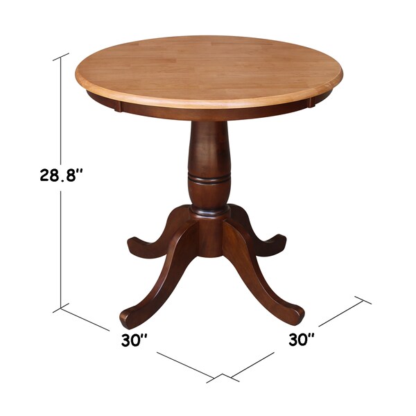 International Concepts Round 30 in Round Top Pedestal Table, 28.9 inH, Cinnamon/Espresso, 30 in W, 30 in L, 28.9 in H - K58-30RT