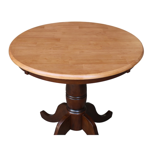International Concepts Round 30 in Round Top Pedestal Table, 28.9 inH, Cinnamon/Espresso, 30 in W, 30 in L, 28.9 in H - K58-30RT