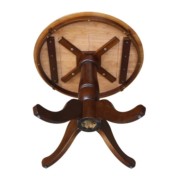 International Concepts Round 30 in Round Top Pedestal Table, 28.9 inH, Cinnamon/Espresso, 30 in W, 30 in L, 28.9 in H - K58-30RT