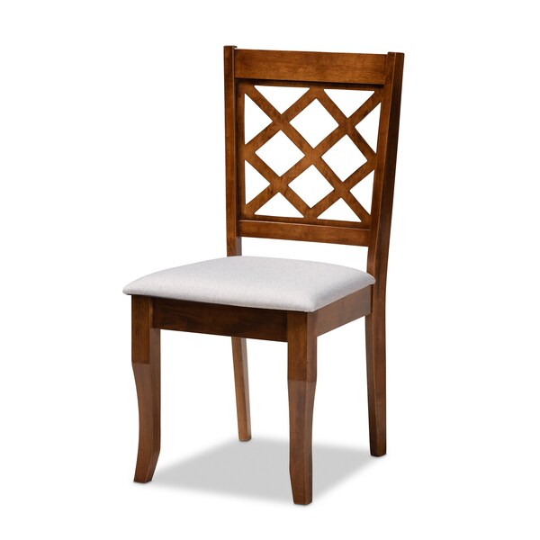 Baxton Studio Verner Modern and Contemporary Grey Fabric and Walnut Brown Finished Wood 7-Piece Dining Set - 174-10541-10520-ZORO