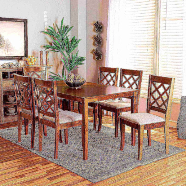 Baxton Studio Verner Modern and Contemporary Grey Fabric and Walnut Brown Finished Wood 7-Piece Dining Set - 174-10541-10520-ZORO