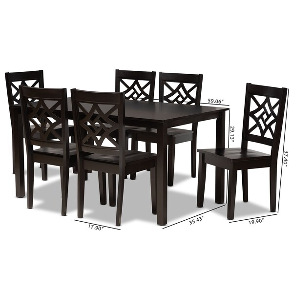 Baxton Studio Nicolette Modern and Contemporary Dark Brown Finished Wood 7-Piece Dining Set - 179-11385-10519-ZORO