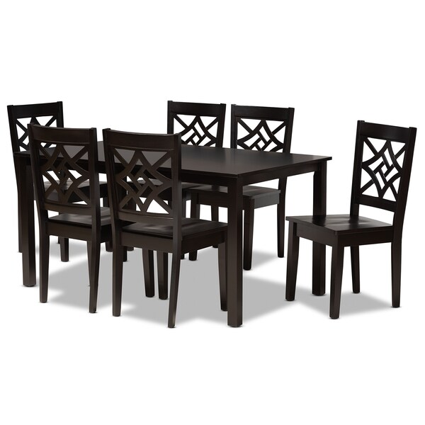 Baxton Studio Nicolette Modern and Contemporary Dark Brown Finished Wood 7-Piece Dining Set - 179-11385-10519-ZORO