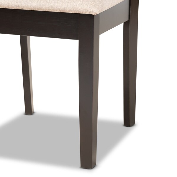 Baxton Studio Gervais Modern and Contemporary Sand Fabric and Dark Brown Finished Wood 7-Piece Dining Set - 176-11382-10519-ZORO
