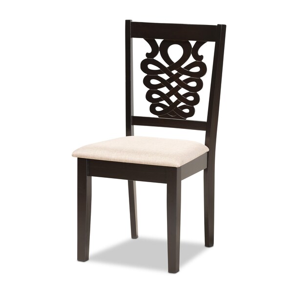 Baxton Studio Gervais Modern and Contemporary Sand Fabric and Dark Brown Finished Wood 7-Piece Dining Set - 176-11382-10519-ZORO