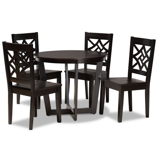 Baxton Studio Brava Modern and Contemporary Dark Brown Finished Wood 5-Piece Dining Set - 179-11385-10898-ZORO