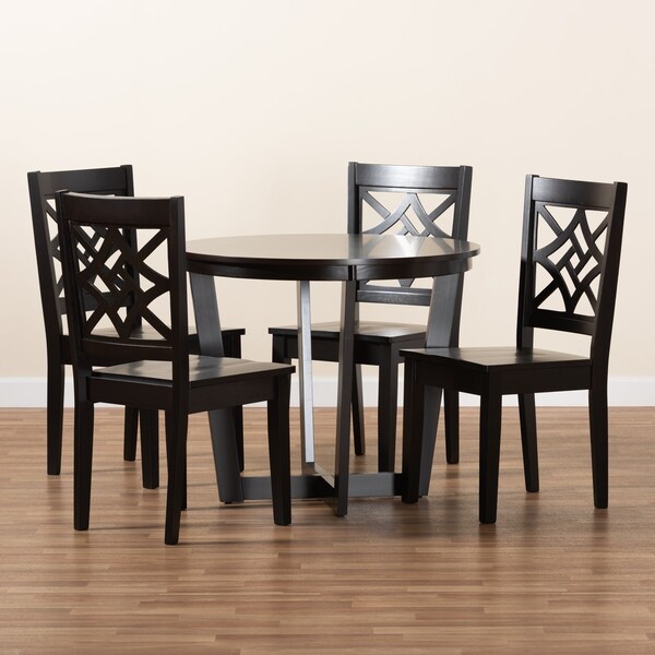 Baxton Studio Brava Modern and Contemporary Dark Brown Finished Wood 5-Piece Dining Set - 179-11385-10898-ZORO