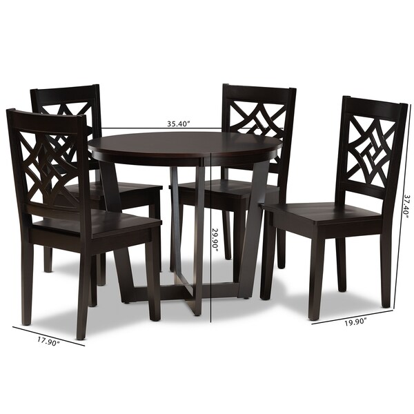 Baxton Studio Brava Modern and Contemporary Dark Brown Finished Wood 5-Piece Dining Set - 179-11385-10898-ZORO