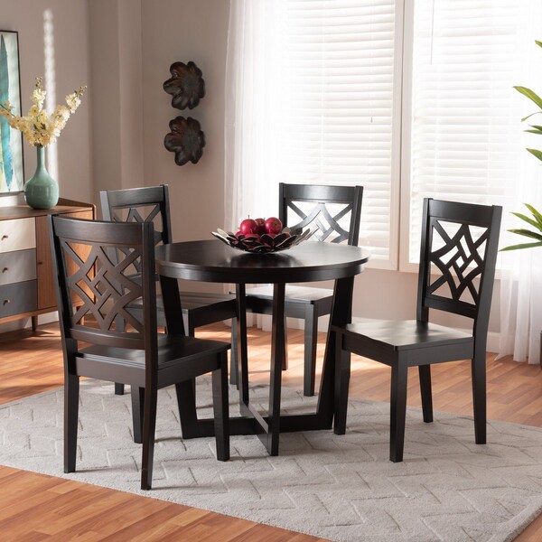 Baxton Studio Brava Modern and Contemporary Dark Brown Finished Wood 5-Piece Dining Set - 179-11385-10898-ZORO