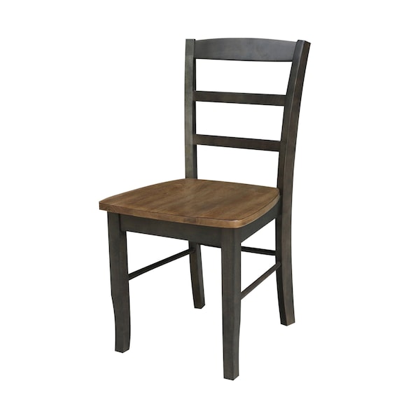 International Concepts 42 in. Solid Wood Round Drop Leaf Pedestal Table with 4 Dining Chairs in Hickory/Washed Coal - K45-42DPT-23B-C2-4