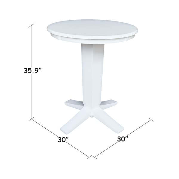 International Concepts 30 in. Solid Wood Round Top Pedestal Dining Table - 35.9 in. High, White - K08-30RT-23B-36