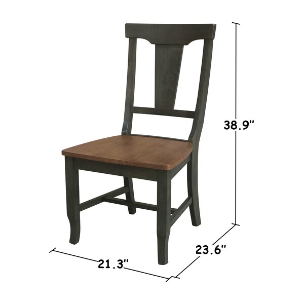International Concepts Round Round 42 in. Dual Drop Leaf Dining Table with 4 Panel Back Chairs  in Hickory/Washed Coal - K45-42DPT-C110-4