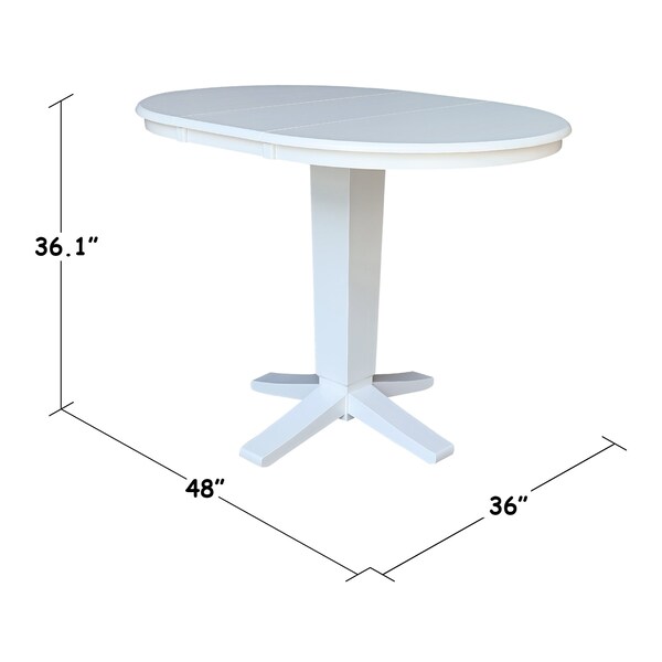 International Concepts 36 in. Solid Wood Round Top Pedestal Table with 12 in. Leaf - 36.1 in.High - Dining Height, White - K08-36RXT-23B-36