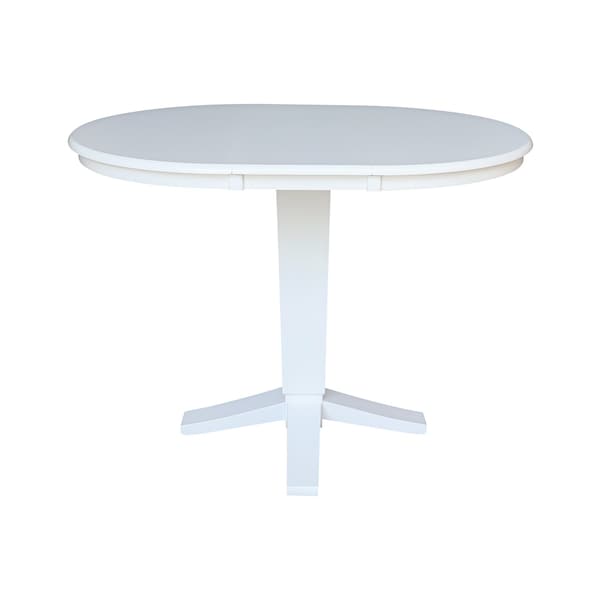 International Concepts 36 in. Solid Wood Round Top Pedestal Table with 12 in. Leaf - 36.1 in.High - Dining Height, White - K08-36RXT-23B-36