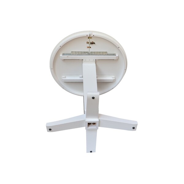 International Concepts 36 in. Solid Wood Round Top Pedestal Table with 12 in. Leaf - 36.1 in.High - Dining Height, White - K08-36RXT-23B-36