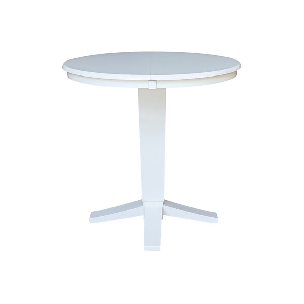 International Concepts 36 in. Solid Wood Round Top Pedestal Table with 12 in. Leaf - 36.1 in.High - Dining Height, White - K08-36RXT-23B-36