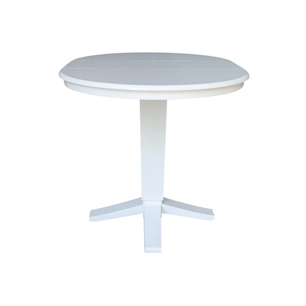 International Concepts 36 in. Solid Wood Round Top Pedestal Table with 12 in. Leaf - 36.1 in.High - Dining Height, White - K08-36RXT-23B-36