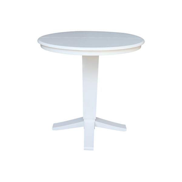 International Concepts 36 in. Solid Wood Round Top Pedestal Table with 12 in. Leaf - 36.1 in.High - Dining Height, White - K08-36RXT-23B-36
