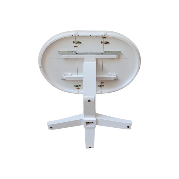 International Concepts 36 in. Solid Wood Round Top Pedestal Table with 12 in. Leaf - 36.1 in.High - Dining Height, White - K08-36RXT-23B-36