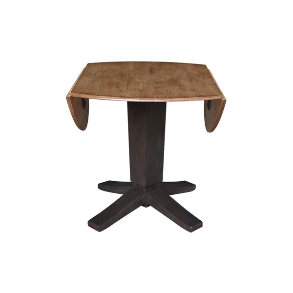 International Concepts 42 in. Solid Wood Round Dual Drop Leaf Dining Pedestal Table - 30.3 in.High in Hickory/Washed Coal - K45-42DPT-23B