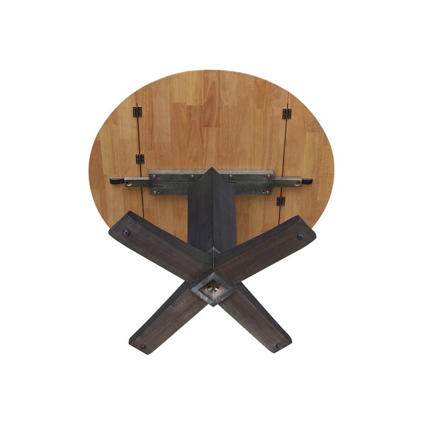 International Concepts 42 in. Solid Wood Round Dual Drop Leaf Dining Pedestal Table - 30.3 in.High in Hickory/Washed Coal - K45-42DPT-23B