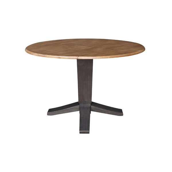 International Concepts 42 in. Solid Wood Round Dual Drop Leaf Dining Pedestal Table - 30.3 in.High in Hickory/Washed Coal - K45-42DPT-23B
