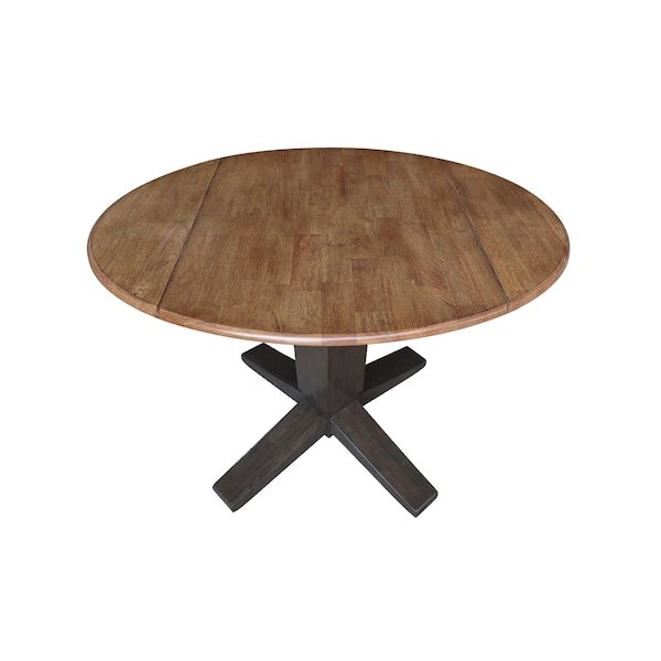 International Concepts 42 in. Solid Wood Round Dual Drop Leaf Dining Pedestal Table - 30.3 in.High in Hickory/Washed Coal - K45-42DPT-23B