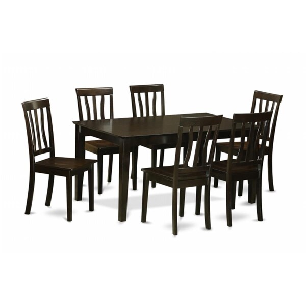 East West Furniture 7 Piece Kitchen Table Set- Kitchen Table and 6 Dining Chairs - CAAN7-CAP-W