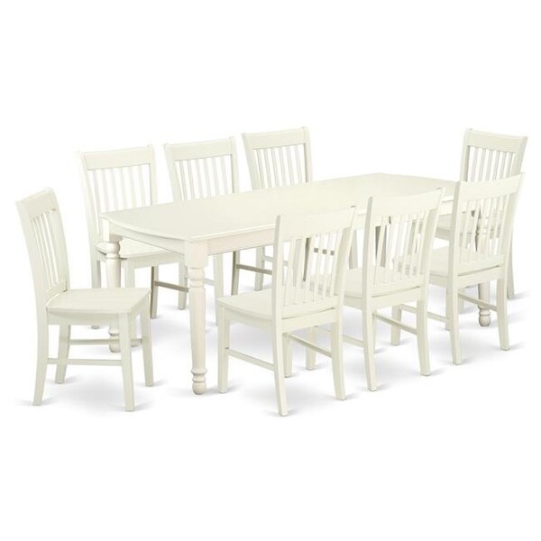 East West Furniture East West Furniture DONO9-LWH-W 9 Piece Kitchen Tables & Chair set; Linen White - DONO9-LWH-W